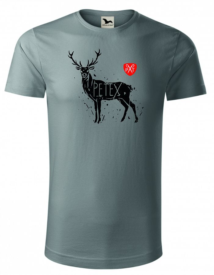 Pánské myslivecké tričko s jelenem PXT CREATIVE 171 starostříbrná vel. XL  - Obrázek